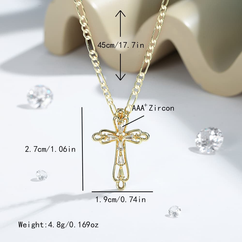 Gold Cross Zircon Pendant Necklace, Fashion & Accessories product