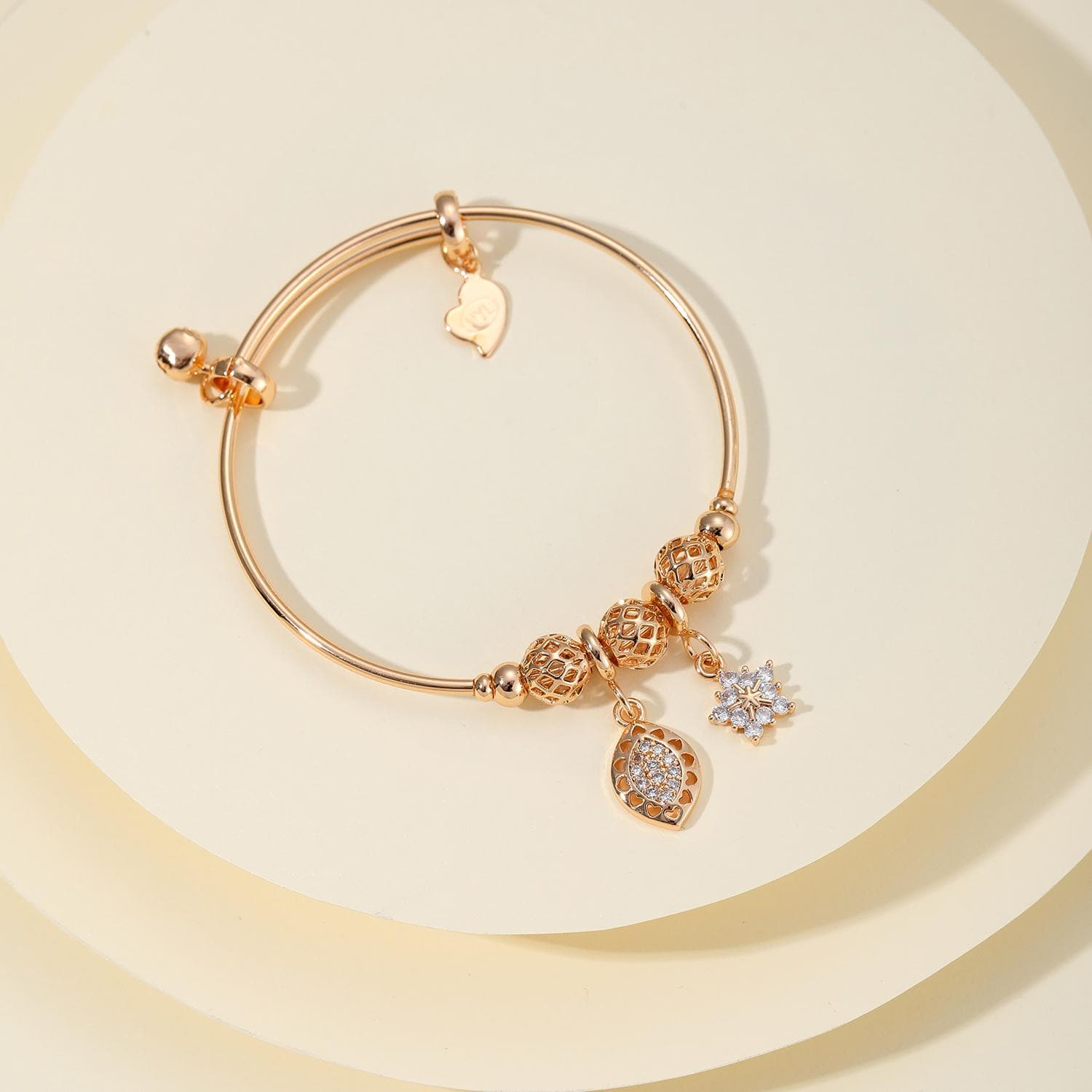 Elegant Snowflake Charm Bangle – image 1