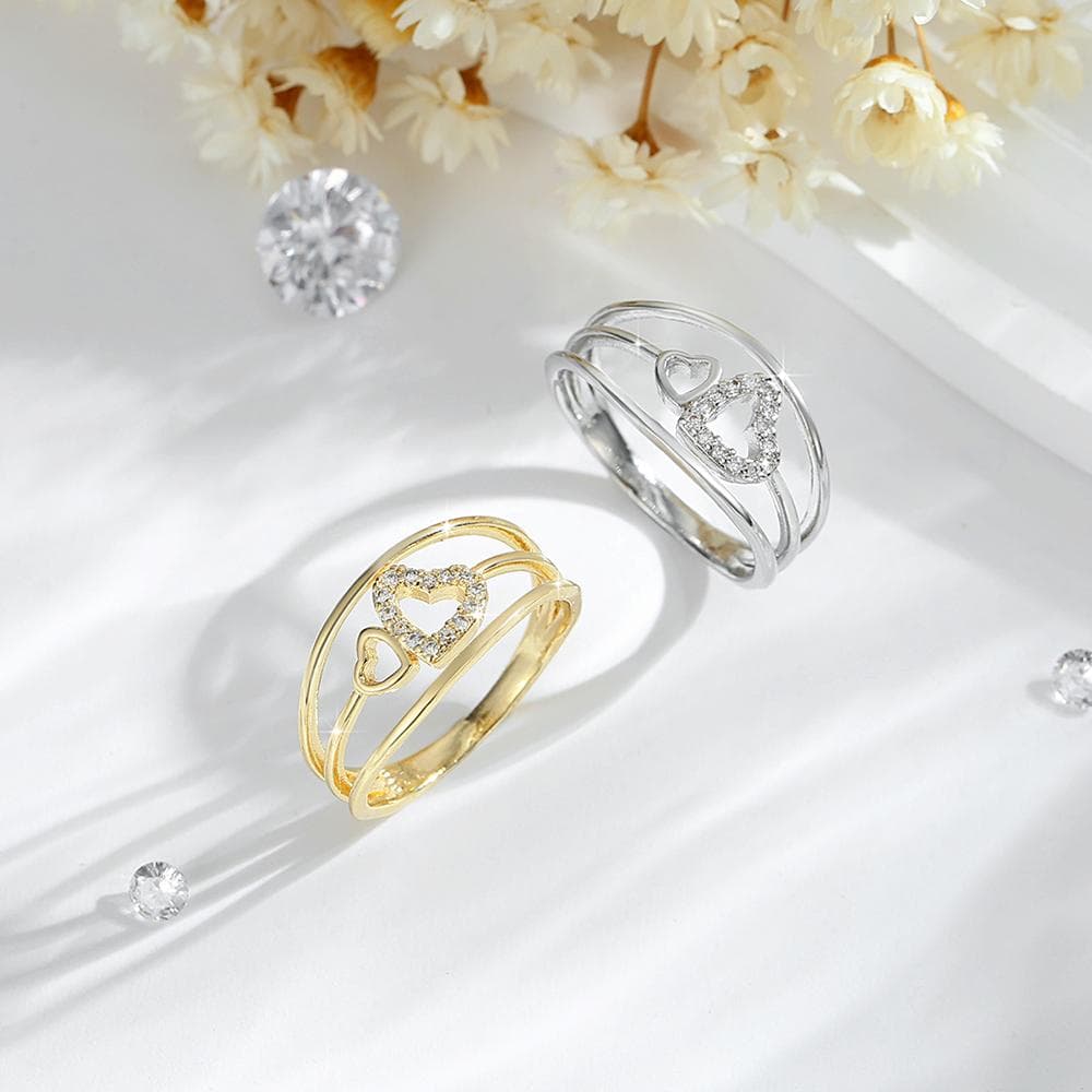 Elegant Double Heart Crystal Ring – image 1