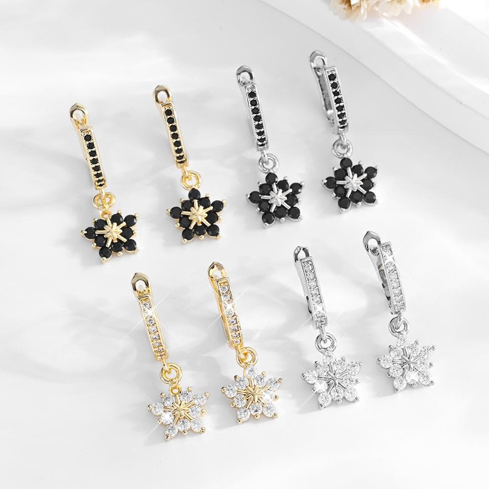 Elegant Snowflake Drop Hoop Earrings, Fashion & Accessories product