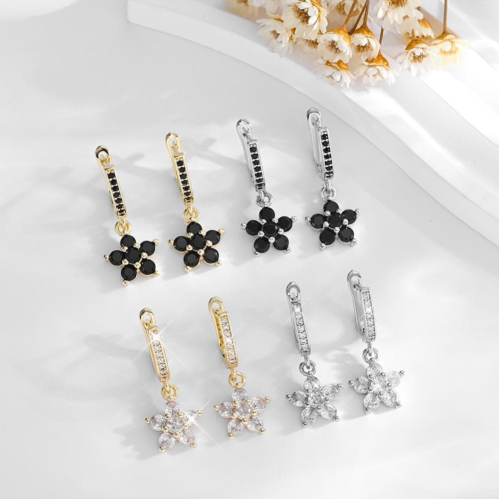 Elegant Crystal Flower Drop Earrings