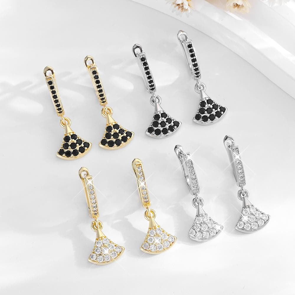 Elegant Crystal Fan Drop Earrings