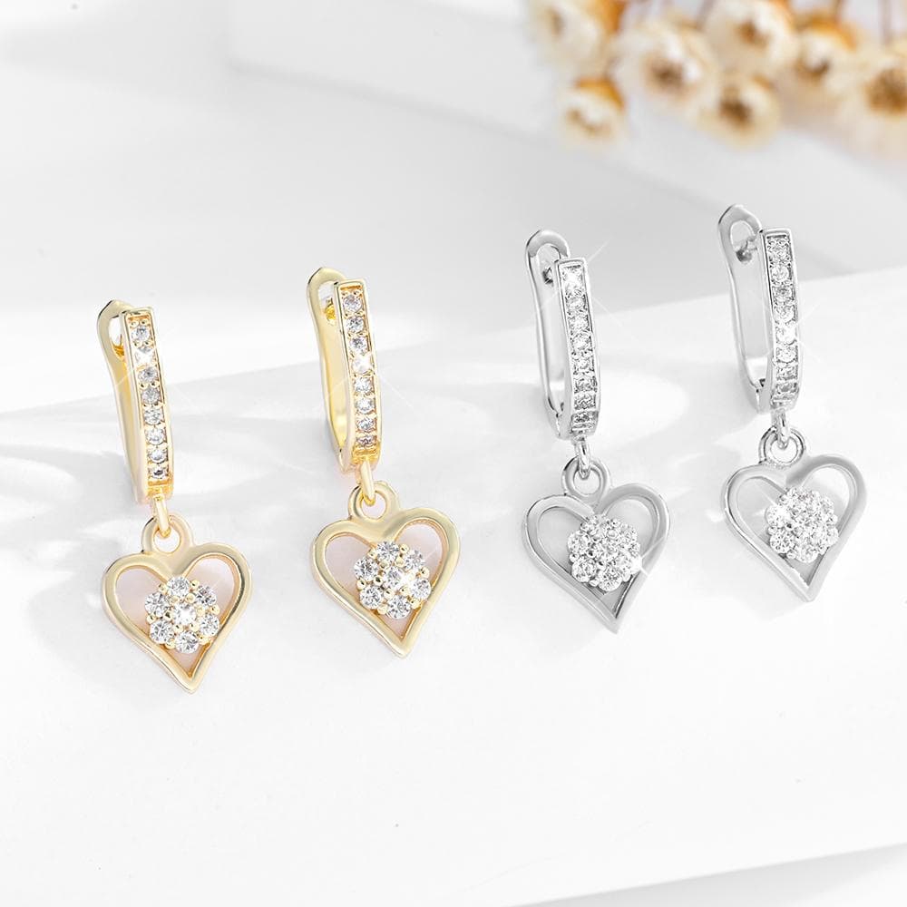 Elegant Heart Crystal Drop Earrings